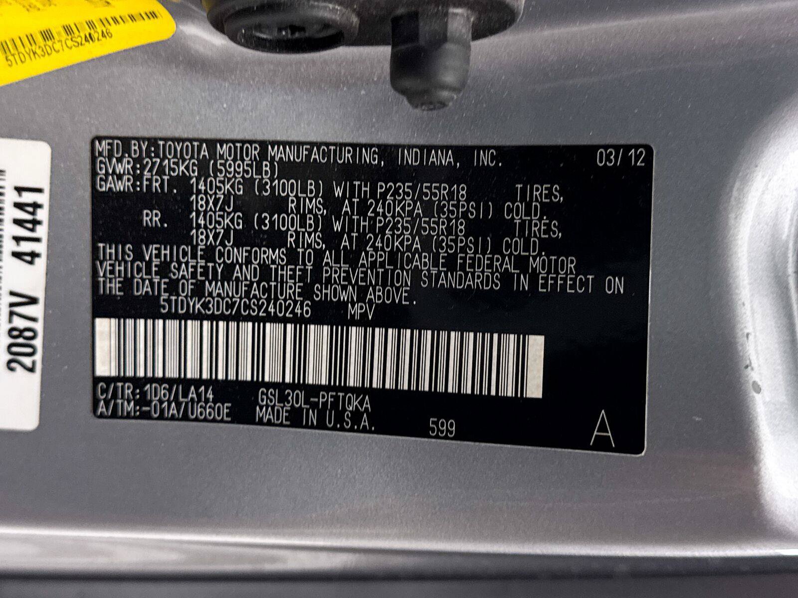 Used 2012 Toyota Sienna Limited w/ Premium Pkg FWD image 34
