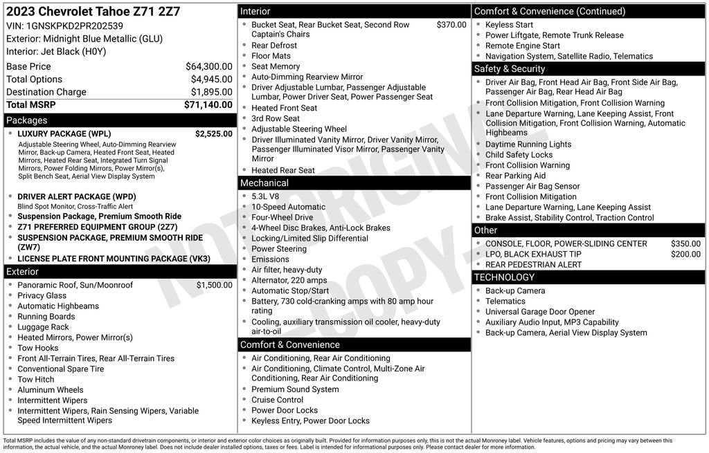 Used 2023 Chevrolet Tahoe Z71 w/ Luxury Package AWD/4WD image 2