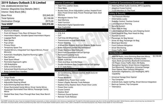 Used 2019 Subaru Outback 2.5i Limited image 5
