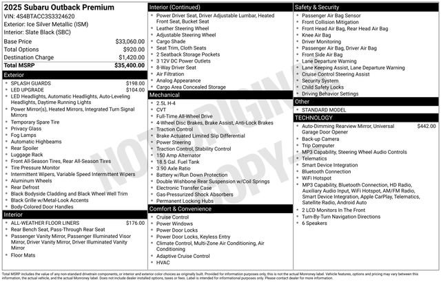 Certified 2025 Subaru Outback Premium AWD/4WD image 27