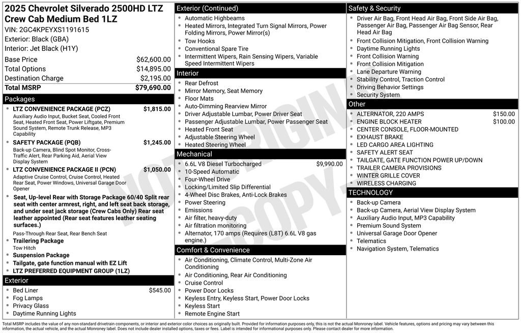 New 2025 Chevrolet Silverado 2500 LTZ w/ LTZ Convenience Package image 23