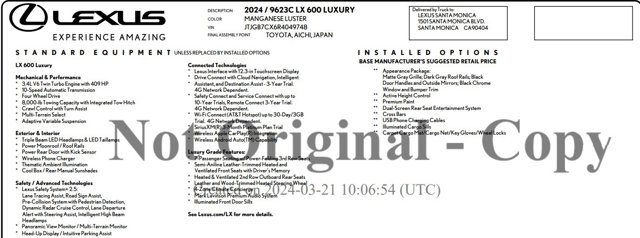 Certified 2024 Lexus LX 600 4WD w/ Luxury Package image 2