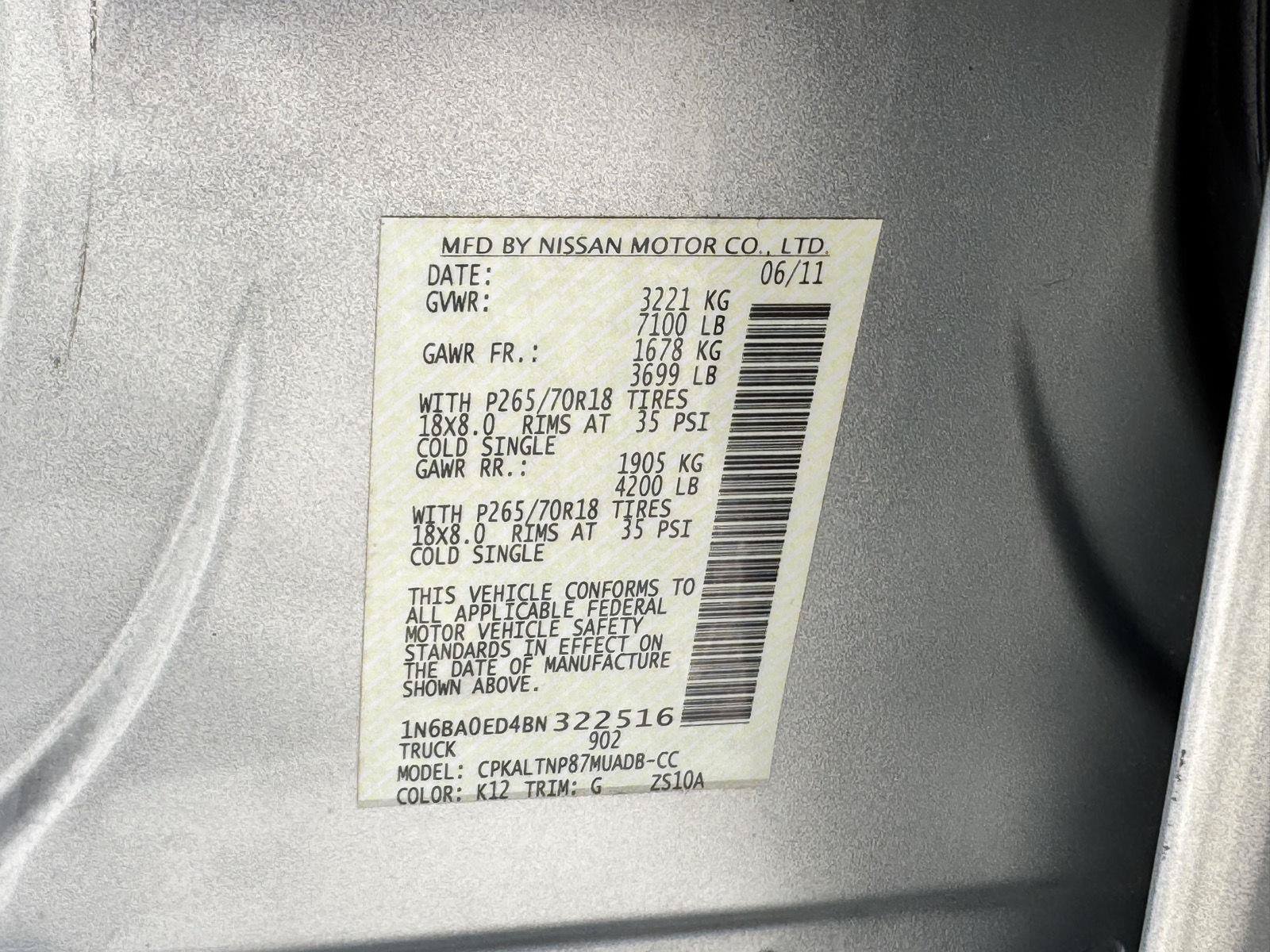 Used 2011 Nissan Titan SV RWD image 36