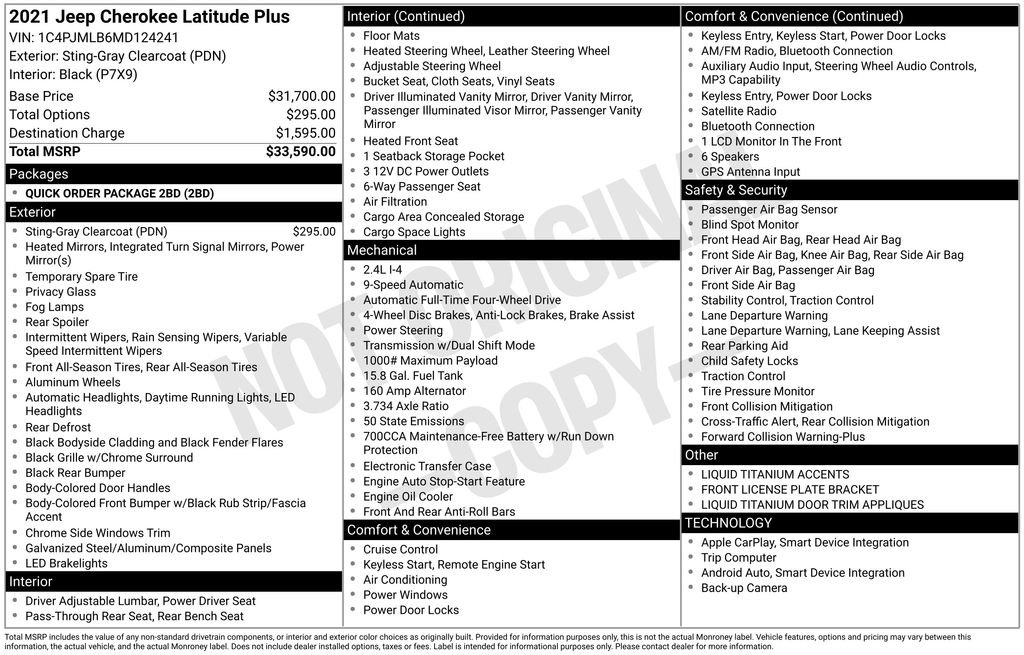 Used 2021 Jeep Cherokee Latitude Plus AWD/4WD image 3