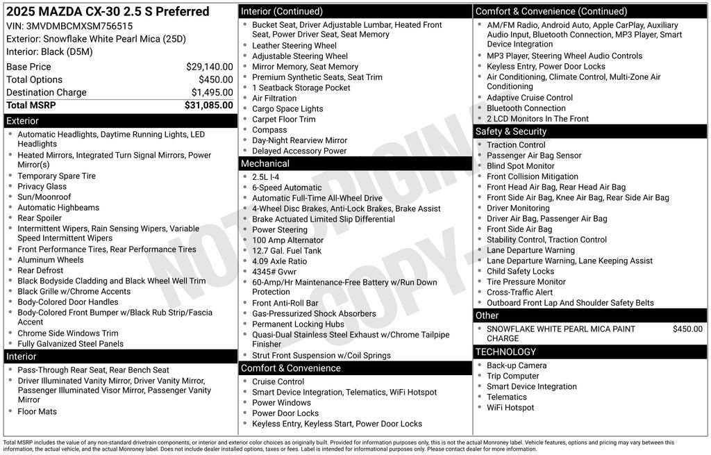 Used 2025 MAZDA CX-30 AWD 2.5 S w/ Preferred Package image 15