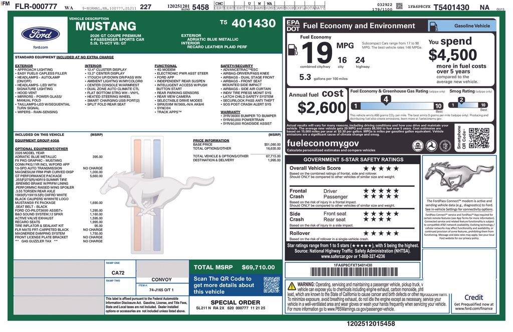 New 2026 Ford Mustang GT Premium w/ GT Performance Package image 36