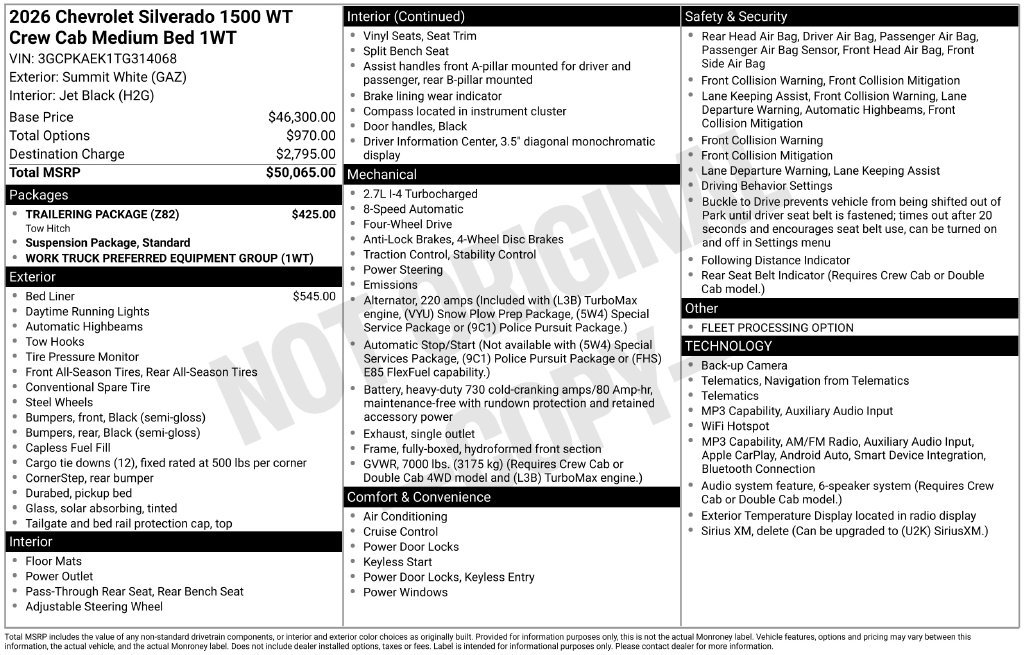 Used 2026 Chevrolet Silverado 1500 W/T w/ Trailering Package AWD/4WD image 36