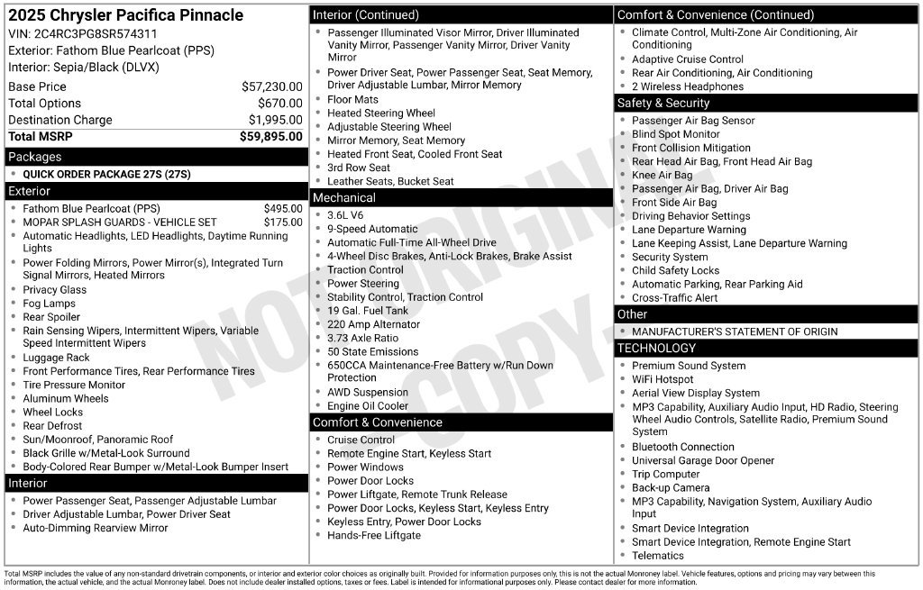 Used 2025 Chrysler Pacifica Pinnacle AWD/4WD image 37