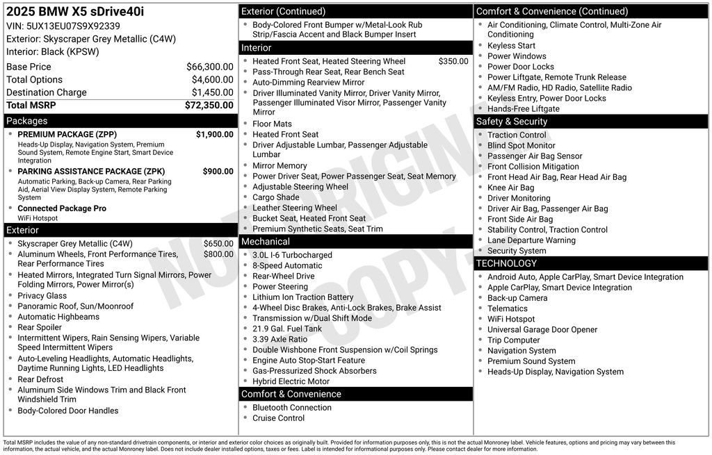 Used 2025 BMW X5 sDrive40i w/ Premium Package RWD image 6