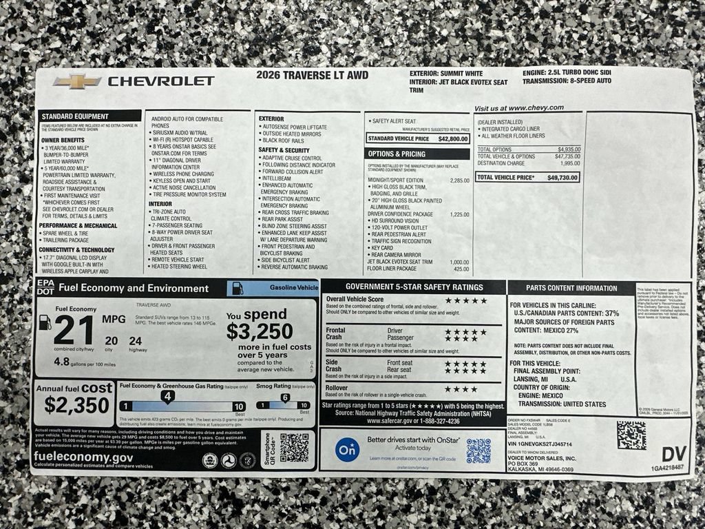 New 2026 Chevrolet Traverse LT w/ Midnight/Sport Edition AWD/4WD image 68