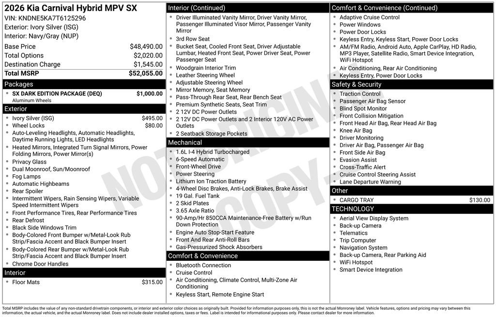 New 2026 Kia Carnival SX w/ SX Dark Edition Package FWD image 2