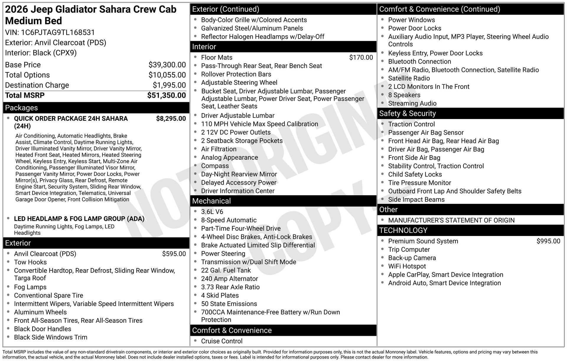 New 2026 Jeep Gladiator Sport AWD/4WD image 4