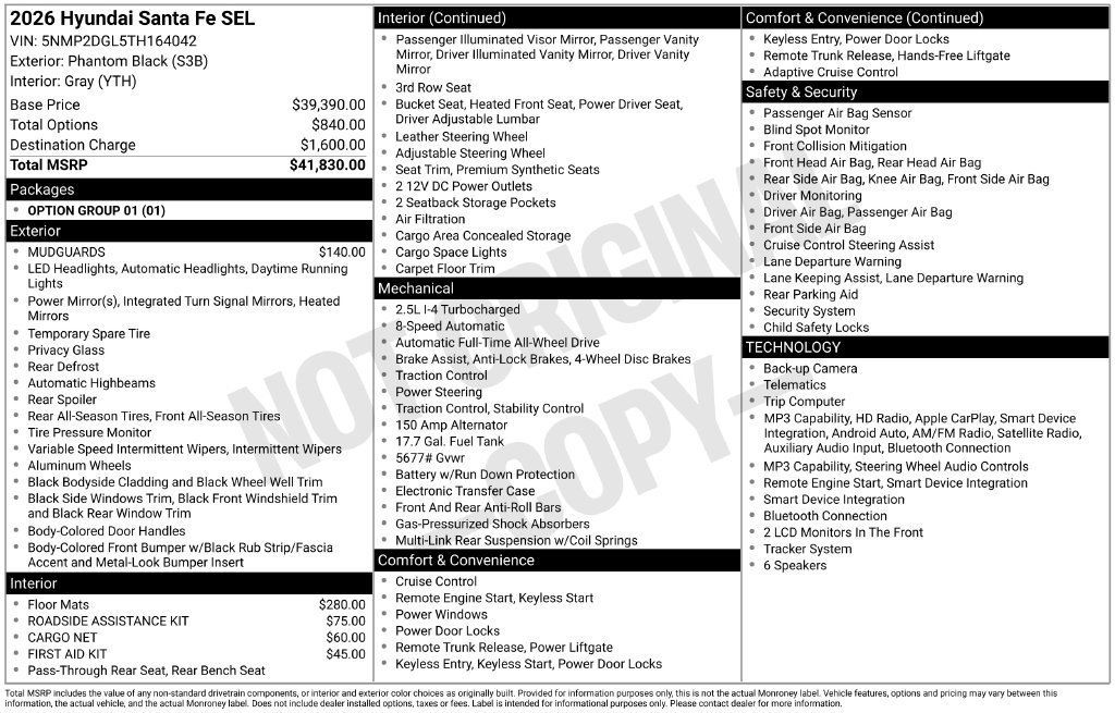 Certified 2026 Hyundai Santa Fe SEL AWD/4WD image 35