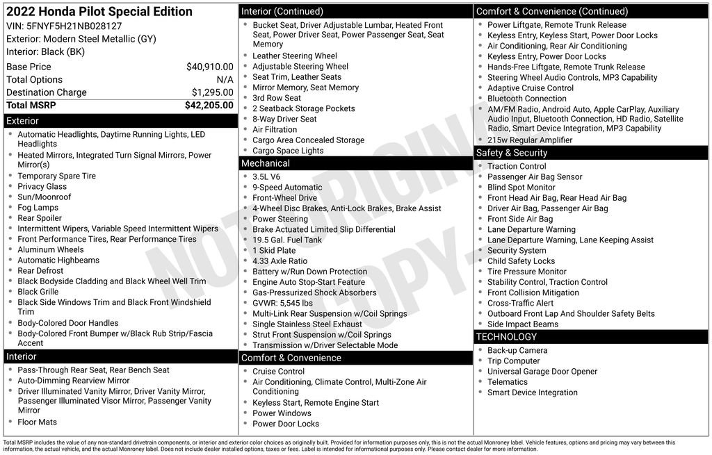 Used 2022 Honda Pilot Special Edition image 53