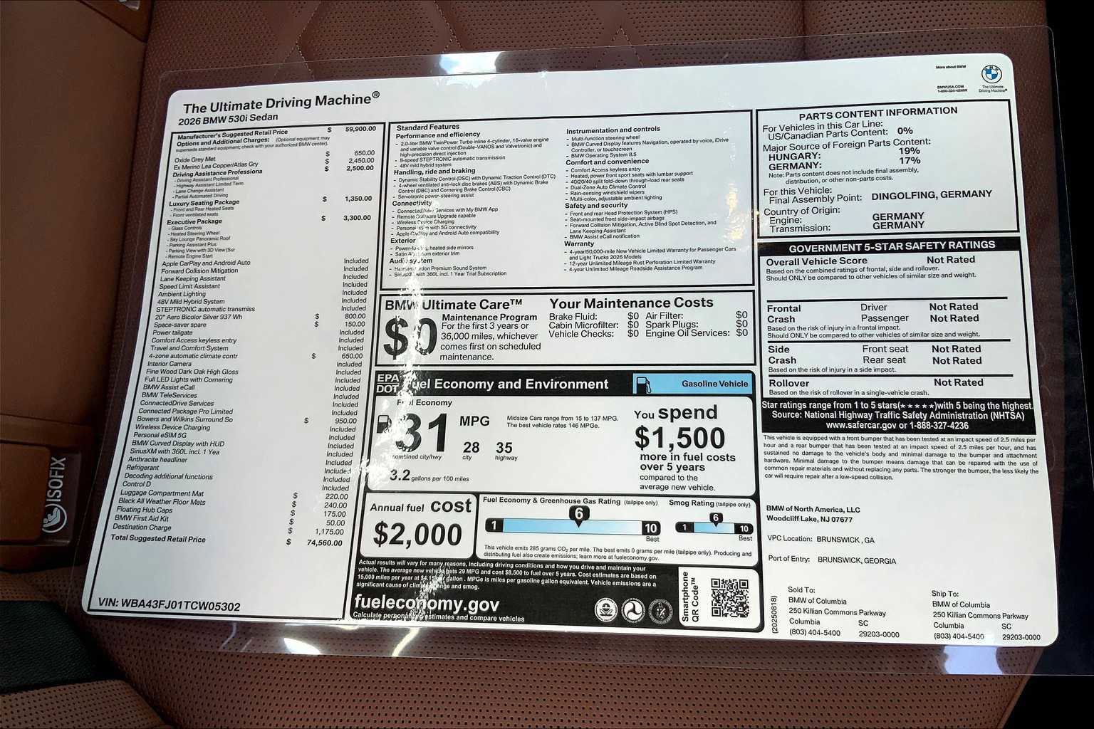 Used 2026 BMW 530i w/ Executive Package RWD image 19