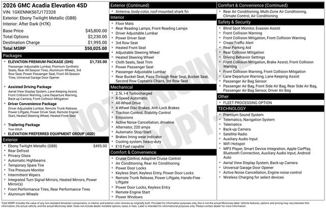 Used 2026 GMC Acadia Elevation w/ Elevation Premium Package AWD/4WD image 28