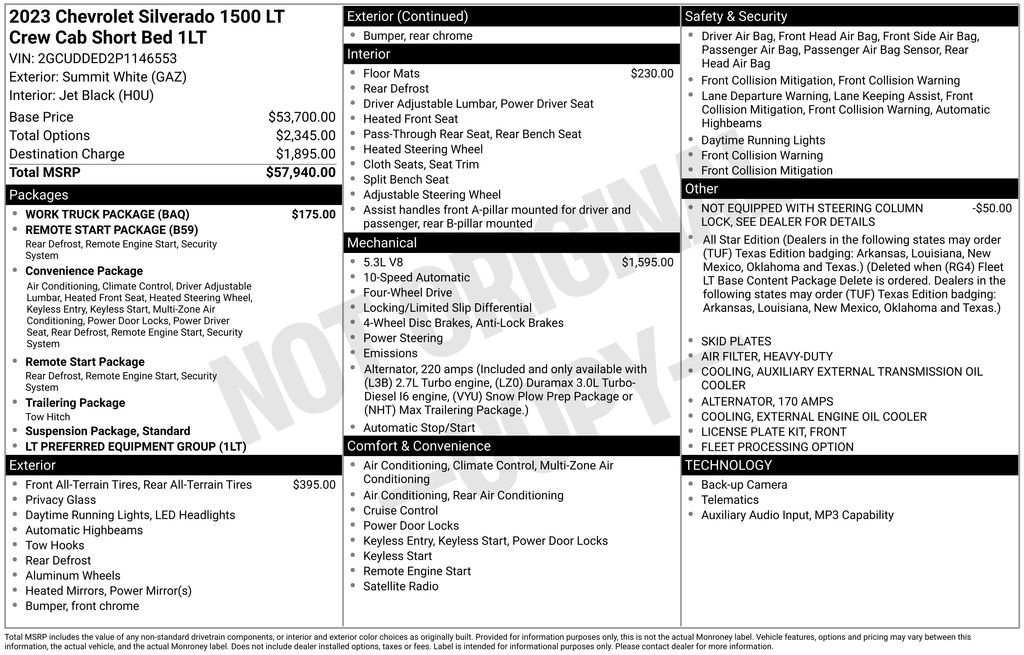 Used 2023 Chevrolet Silverado 1500 LT w/ Work Truck Package AWD/4WD image 55