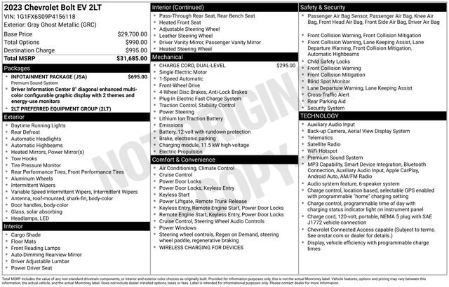 Used 2023 Chevrolet Bolt LT w/ Infotainment Package FWD image 20
