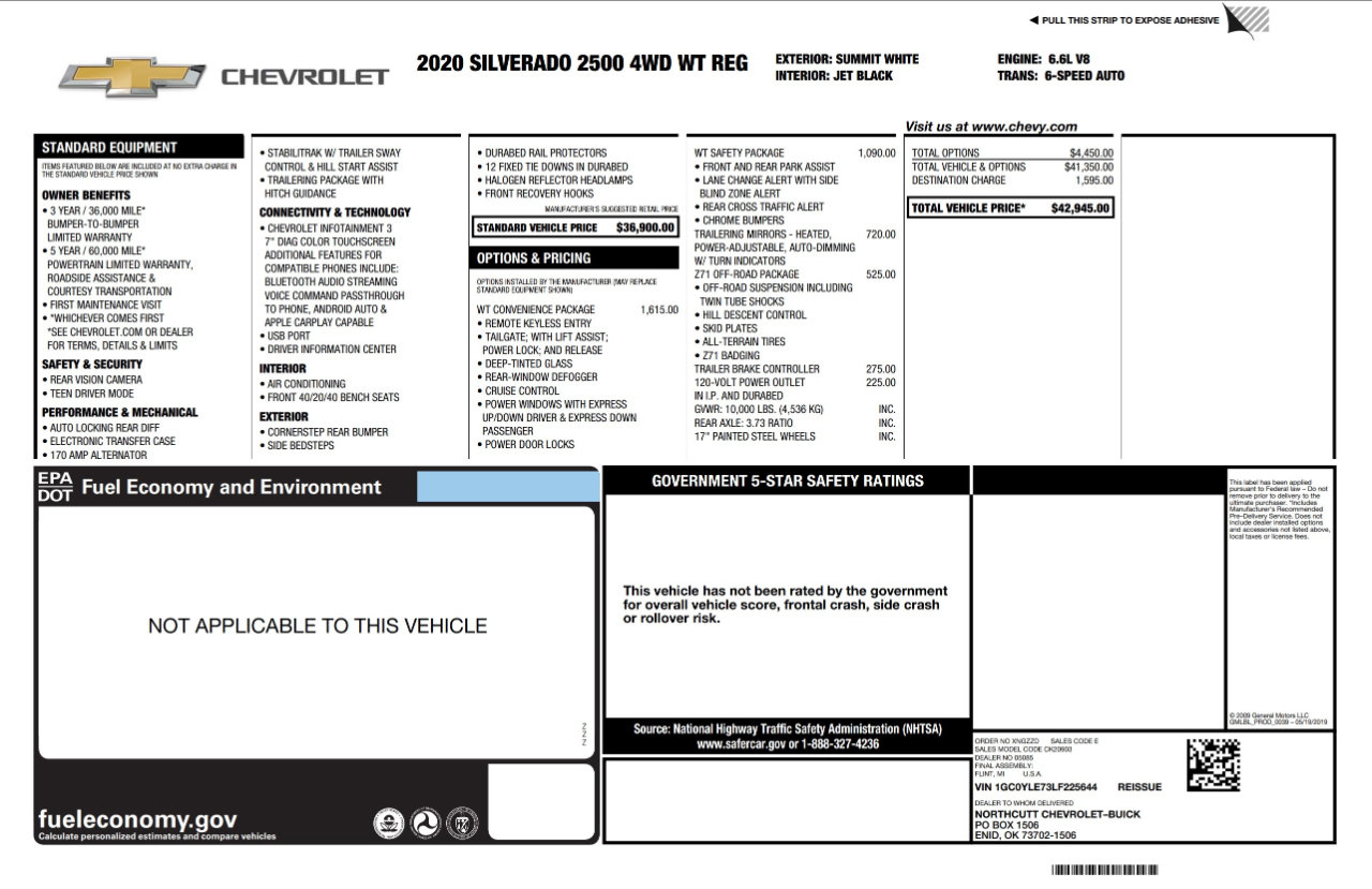 Used 2020 Chevrolet Silverado 2500 W/T w/ WT Convenience Package image 4