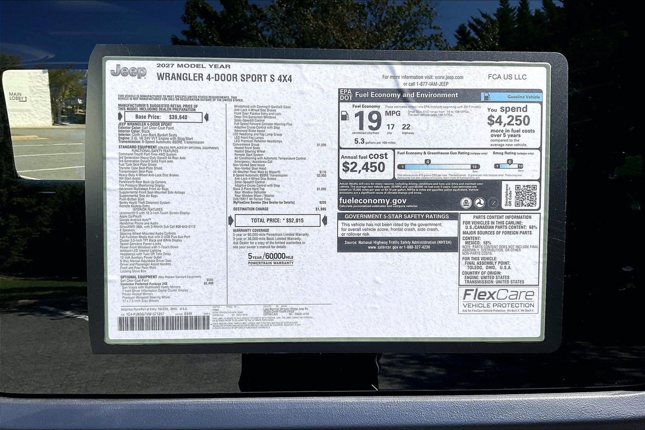 New 2027 Jeep Wrangler Unlimited Sport AWD/4WD image 34