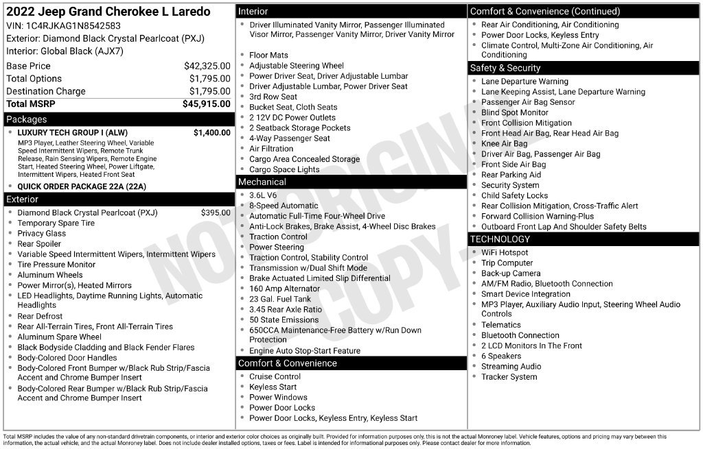 Used 2022 Jeep Grand Cherokee L Laredo w/ Luxury Tech Group I AWD/4WD image 18