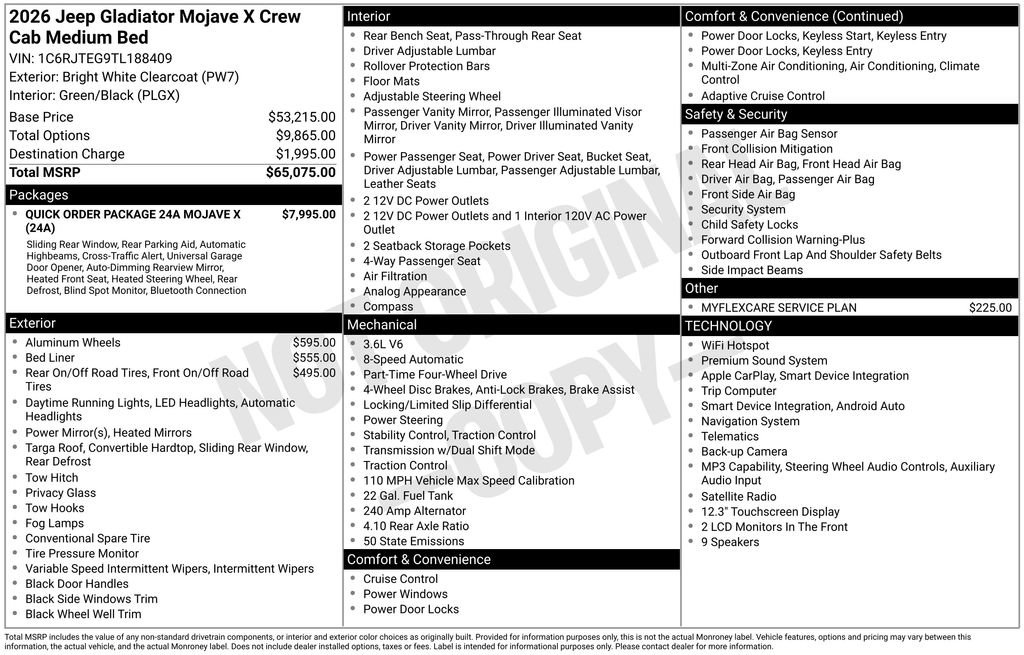 New 2026 Jeep Gladiator Mojave AWD/4WD image 38