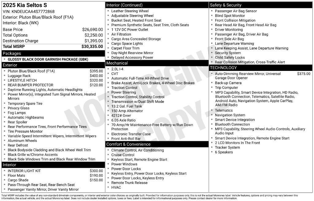 Certified 2025 Kia Seltos S AWD/4WD image 41