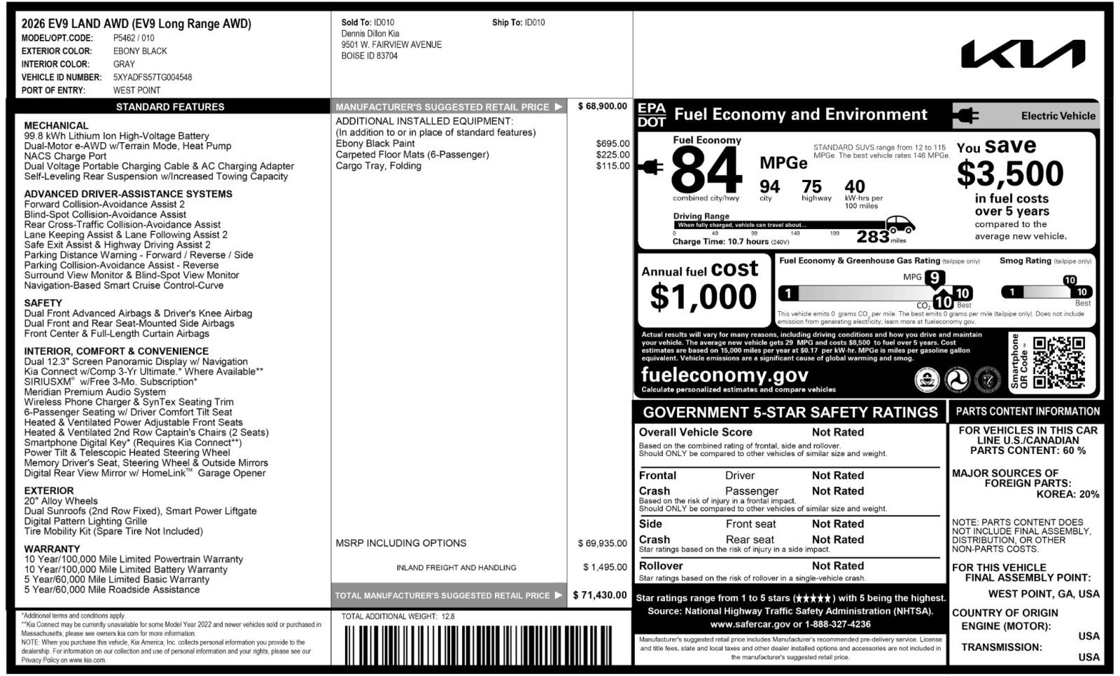 Used 2026 Kia EV9 Land image 59