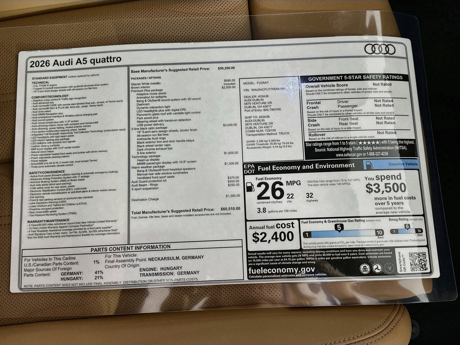 New 2026 Audi A5 Premium Plus AWD/4WD image 49