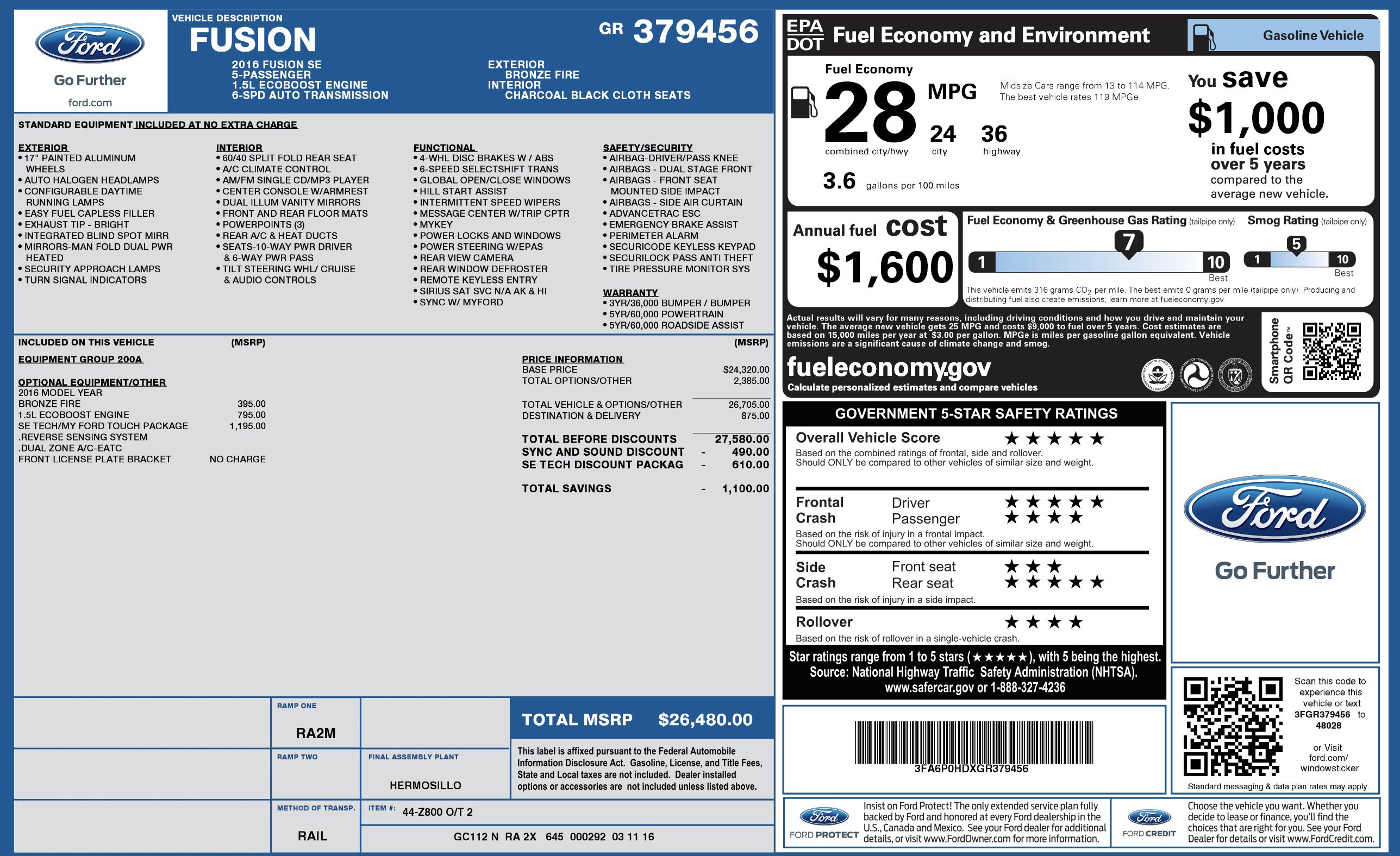 Used 2016 Ford Fusion SE image 3
