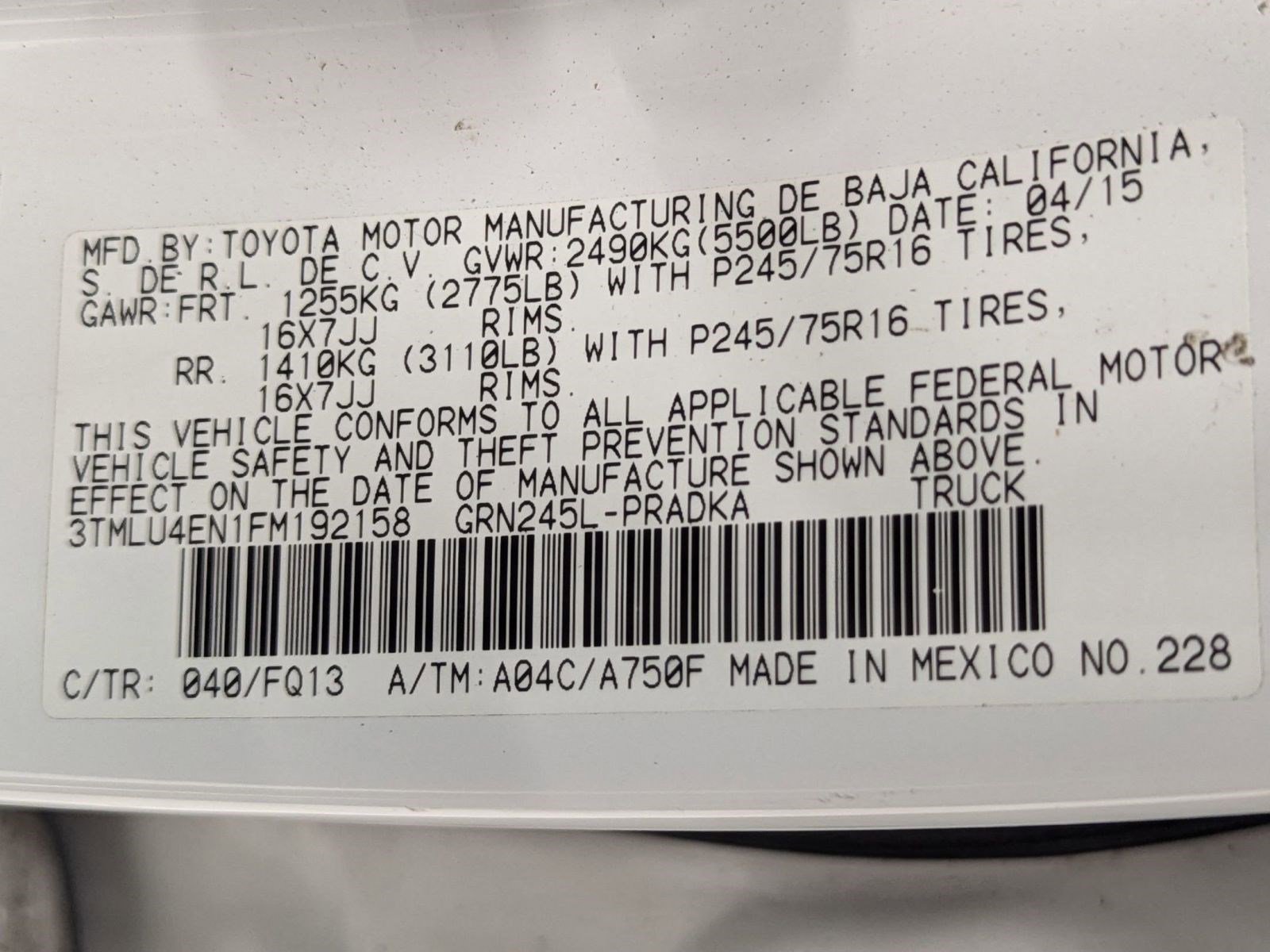 Used 2015 Toyota Tacoma 4x4 Double Cab image 16