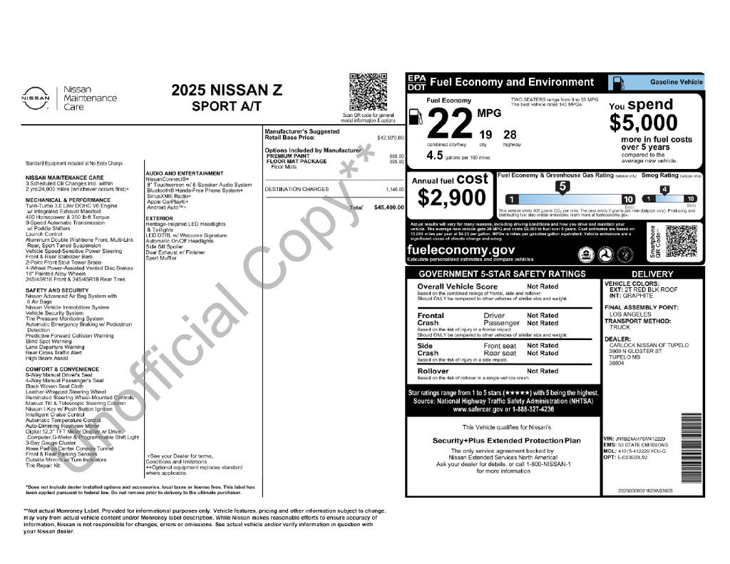 Used 2025 Nissan Z Sport w/ Floor Mat Package RWD image 3