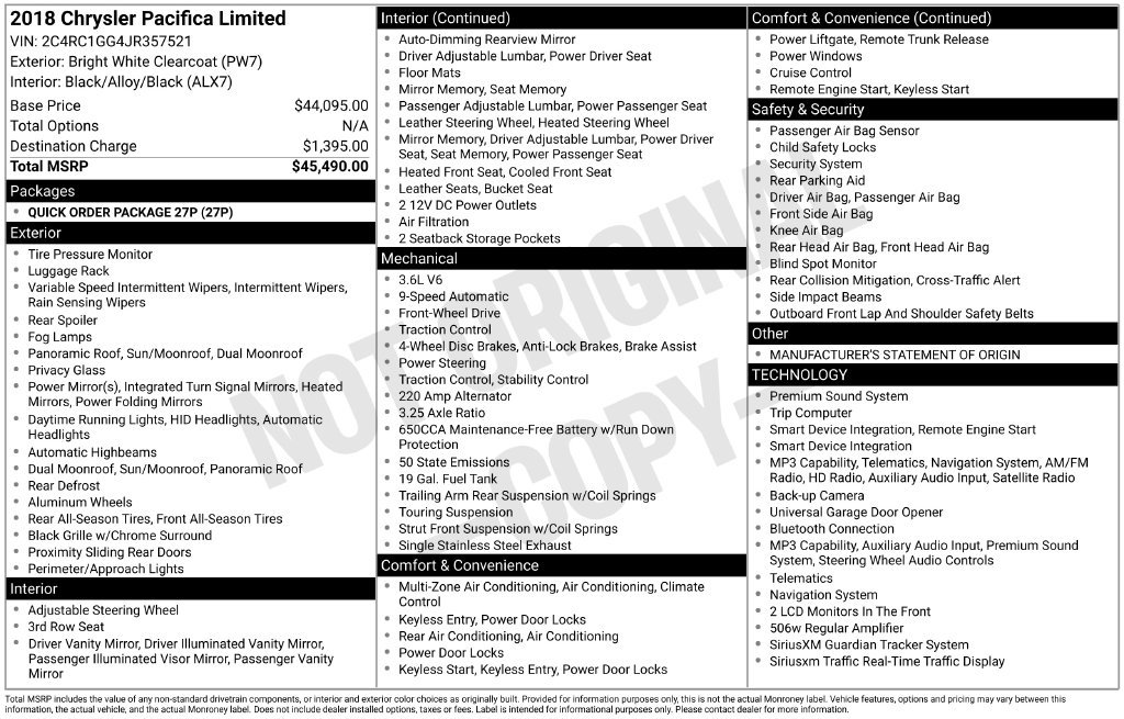 Used 2018 Chrysler Pacifica Limited FWD image 44
