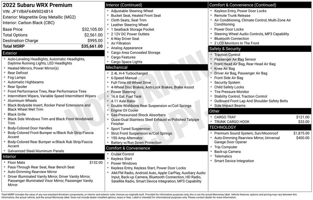 Used 2022 Subaru WRX Premium image 19