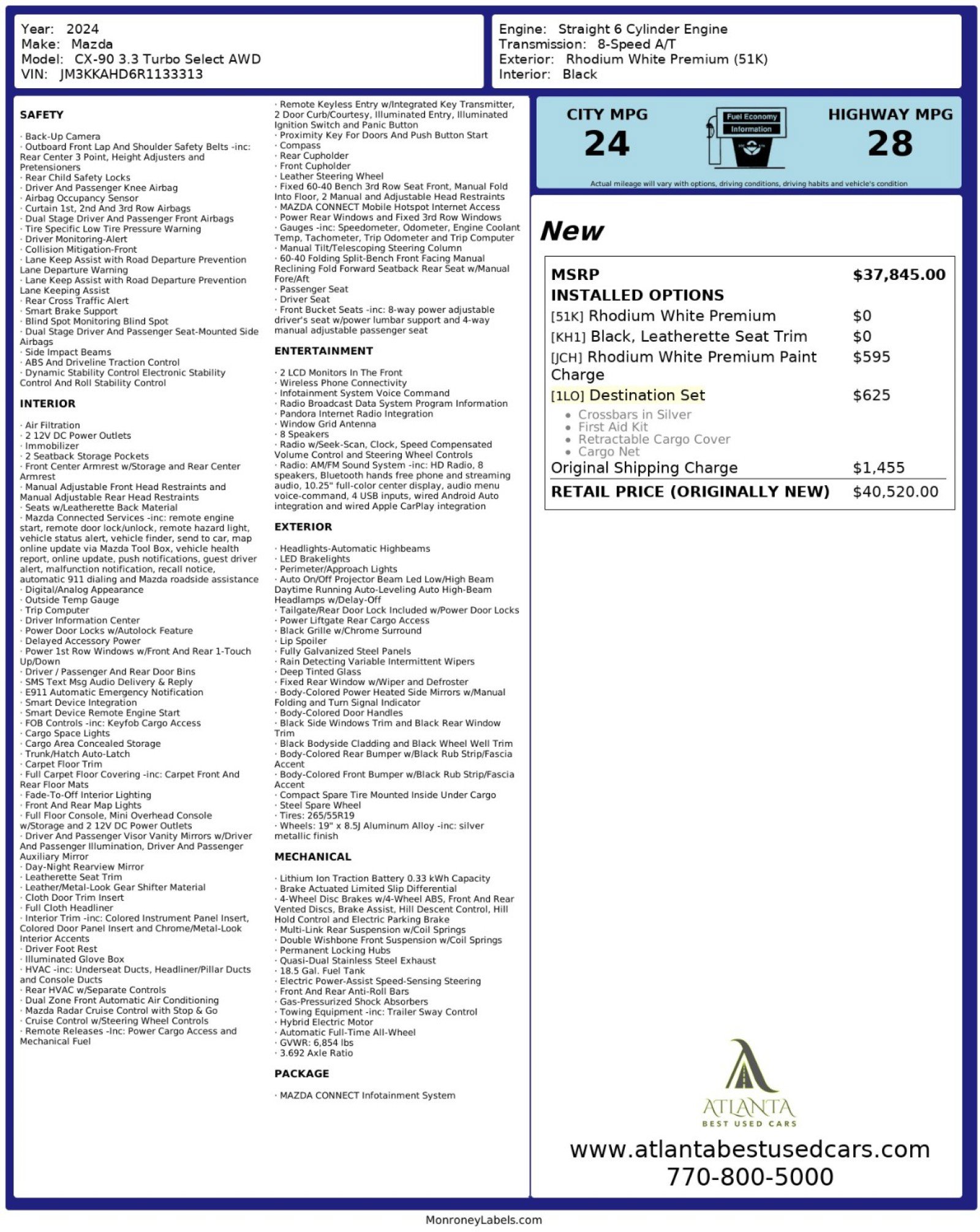 Used 2024 MAZDA CX-90 3.3 Turbo w/ Select Package image 51