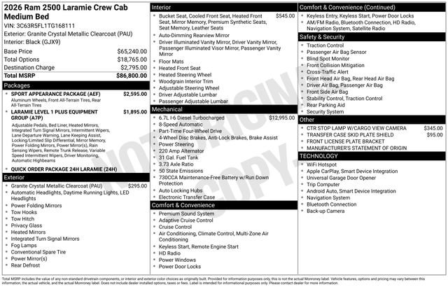 New 2026 RAM 2500 Laramie w/ Sport Appearance Package AWD/4WD image 30