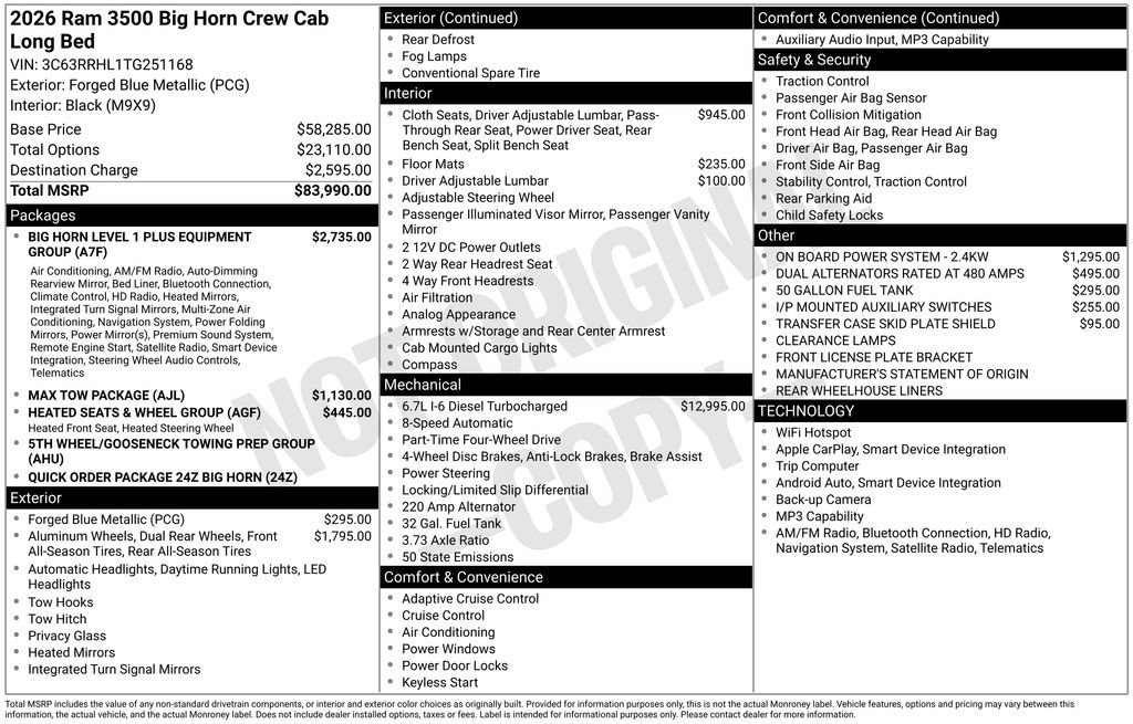 New 2026 RAM 3500 Big Horn image 5