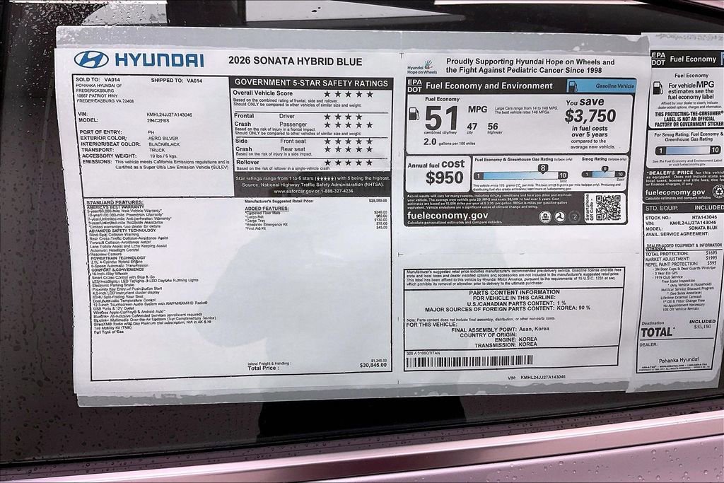 New 2026 Hyundai Sonata Blue image 14