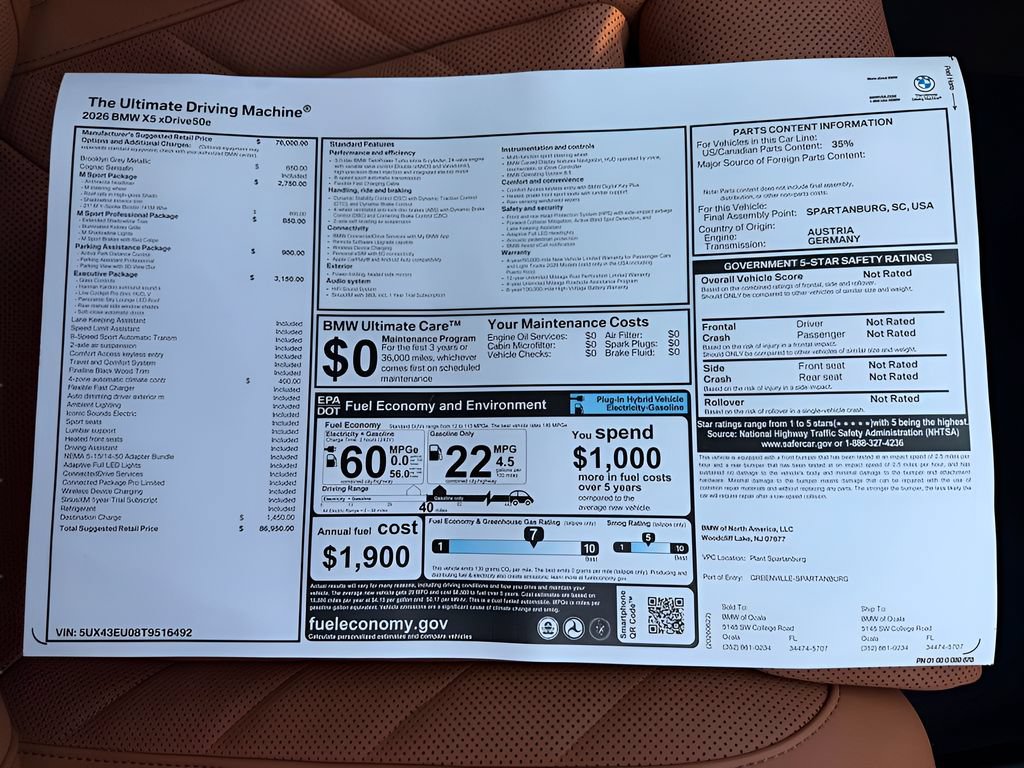 New 2026 BMW X5 xDrive50e w/ Executive Package AWD/4WD image 27