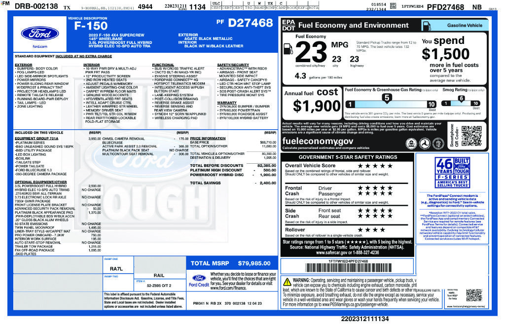 Used 2023 Ford F150 Platinum w/ Equipment Group 701A High AWD/4WD image 41