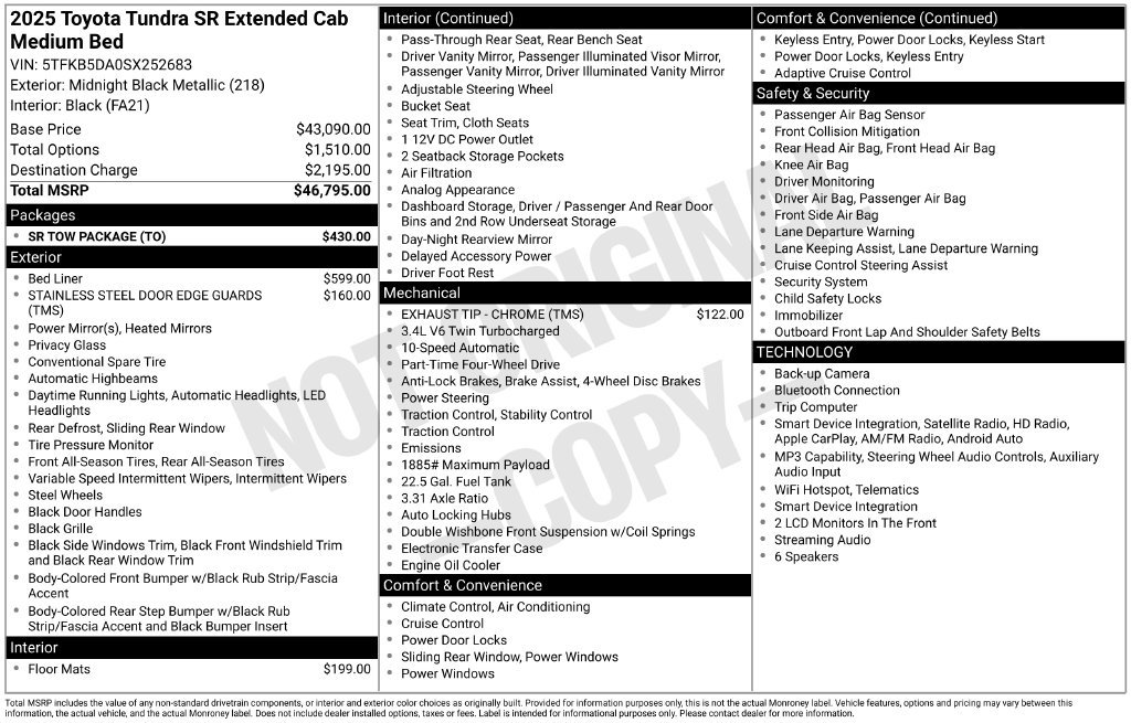 Used 2025 Toyota Tundra SR w/ SR Tow Package AWD/4WD image 12