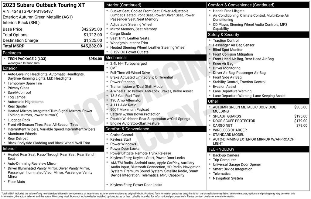 Used 2023 Subaru Outback Touring XT w/ Tech Package 2 image 6