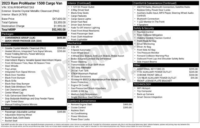 New 2023 RAM ProMaster 1500 w/ Convenience Group FWD image 4