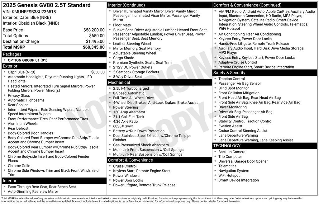 Used 2025 Genesis GV80 2.5T Standard image 6