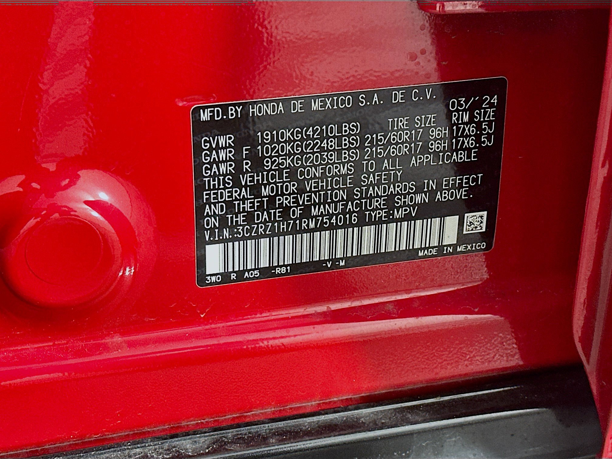Used 2024 Honda HR-V EX-L image 12