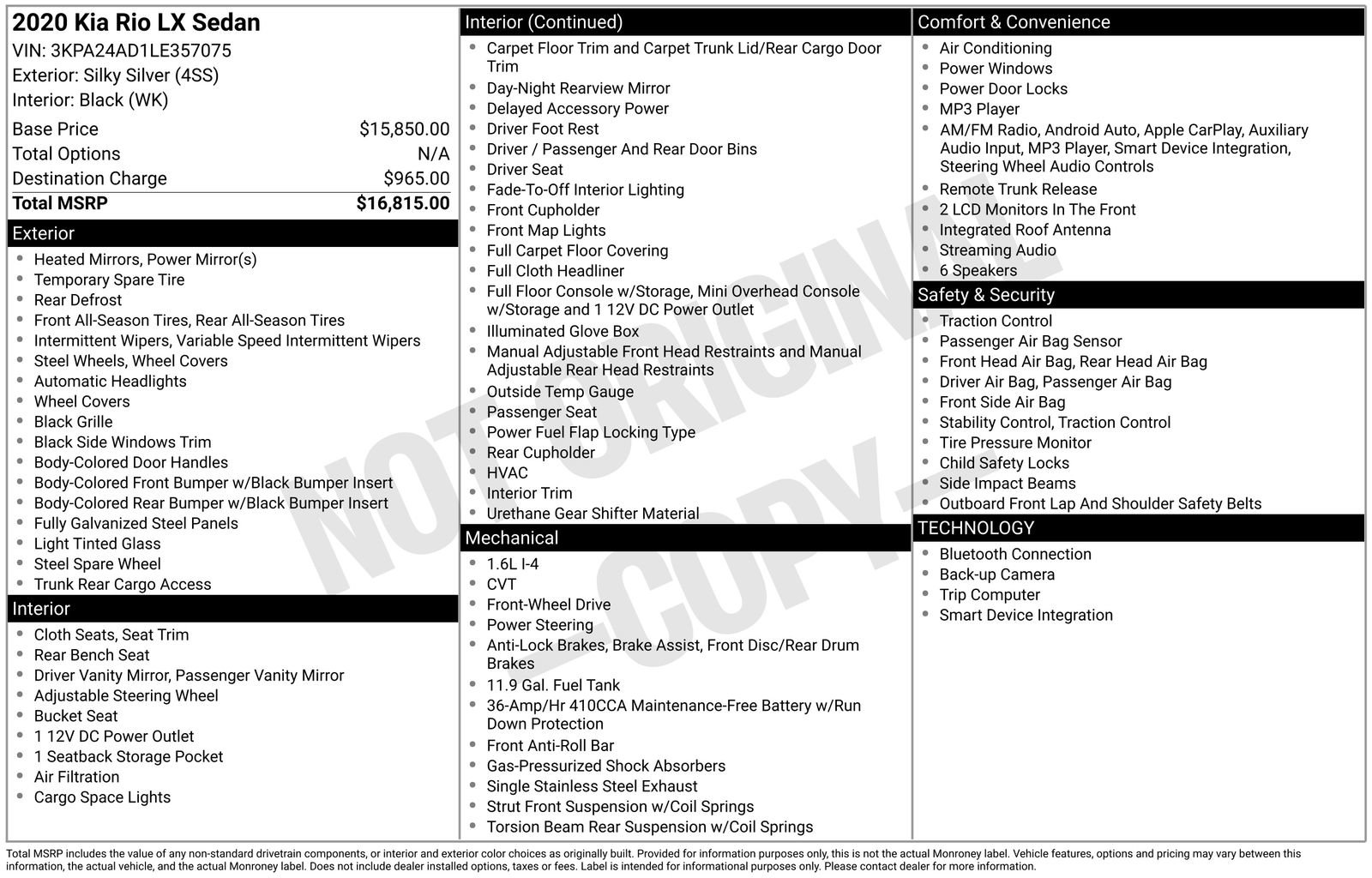 Used 2020 Kia Rio LX image 6