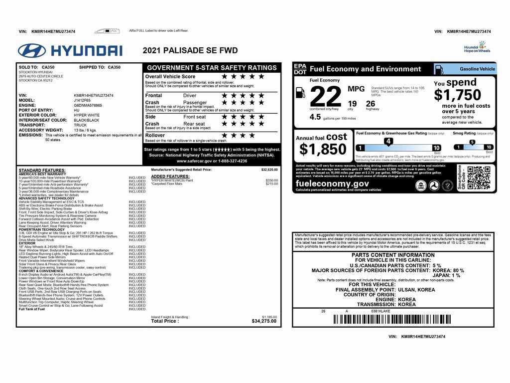 Used 2021 Hyundai Palisade SE image 2