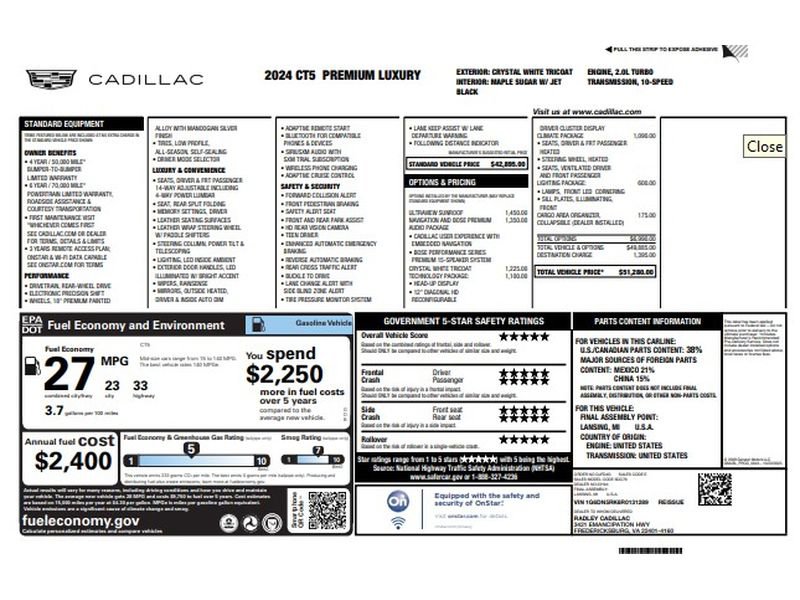 Used 2024 Cadillac CT5 Premium Luxury RWD image 27
