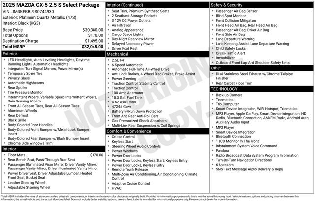 Certified 2025 MAZDA CX-5 AWD 2.5 S w/ Select Package image 29