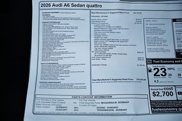 New 2026 Audi A6 Premium Plus image 43